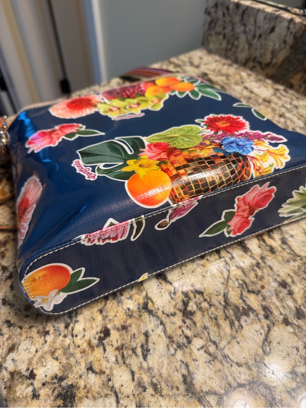 Consuela Navy Floral & Fruit Crossbody with Multicolor Strap - Picture 5 of 6